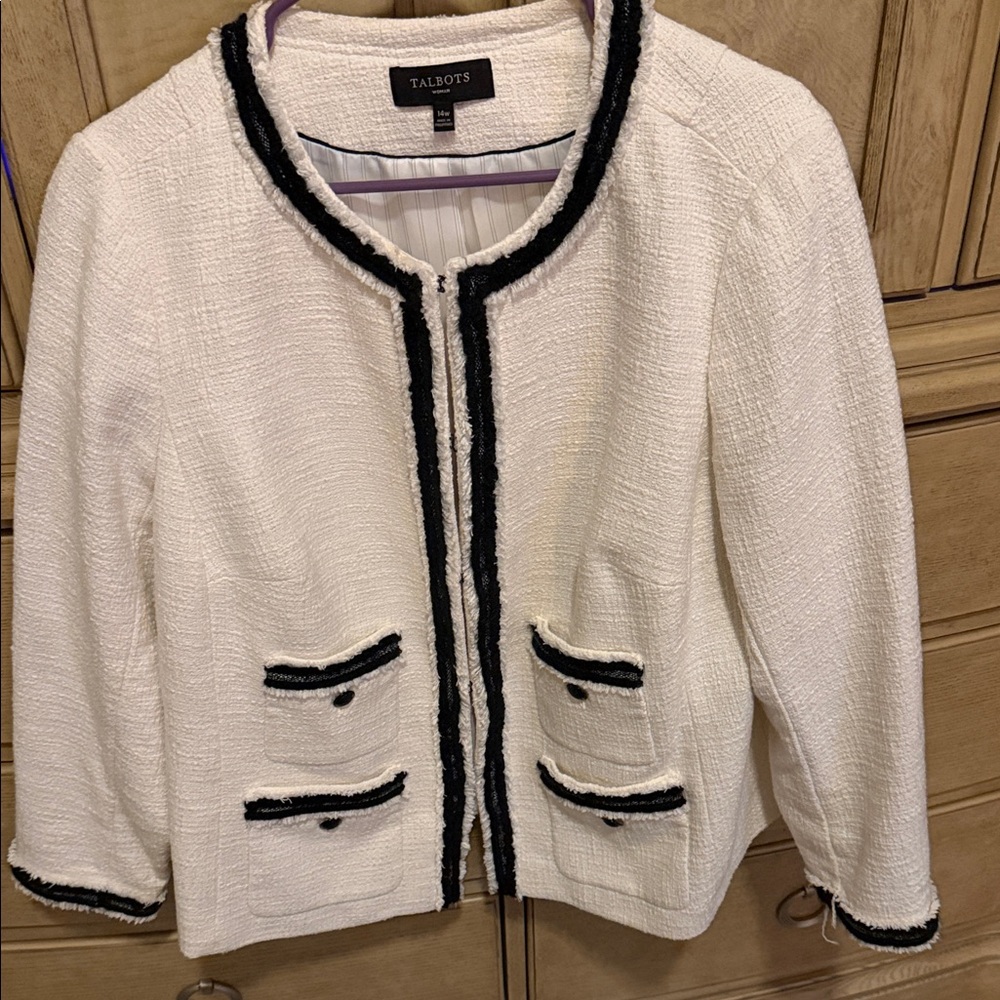 Talbots Women's Cream and Black Blazer